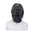 Leather Bondage Hood – Zip Closure, Muzzle Panel & D-Ring Collar