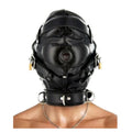 Leather Bondage Hood – Padlock Security, Lace-Up Front & Lockable Collar