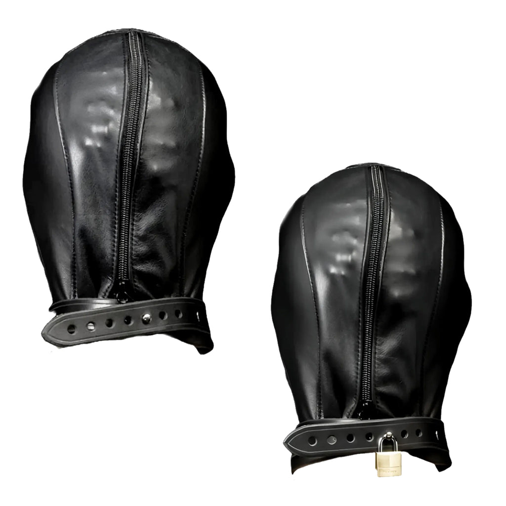 Full Enclosure Leather Hood – Zip Closure & Lockable Collar