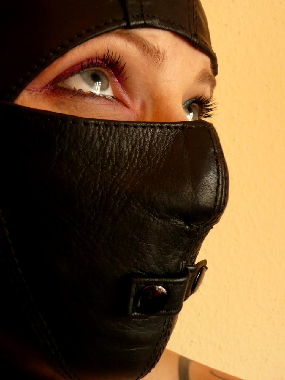 Leather Bondage Hood – Lace-Up & Buckle Strap Closure