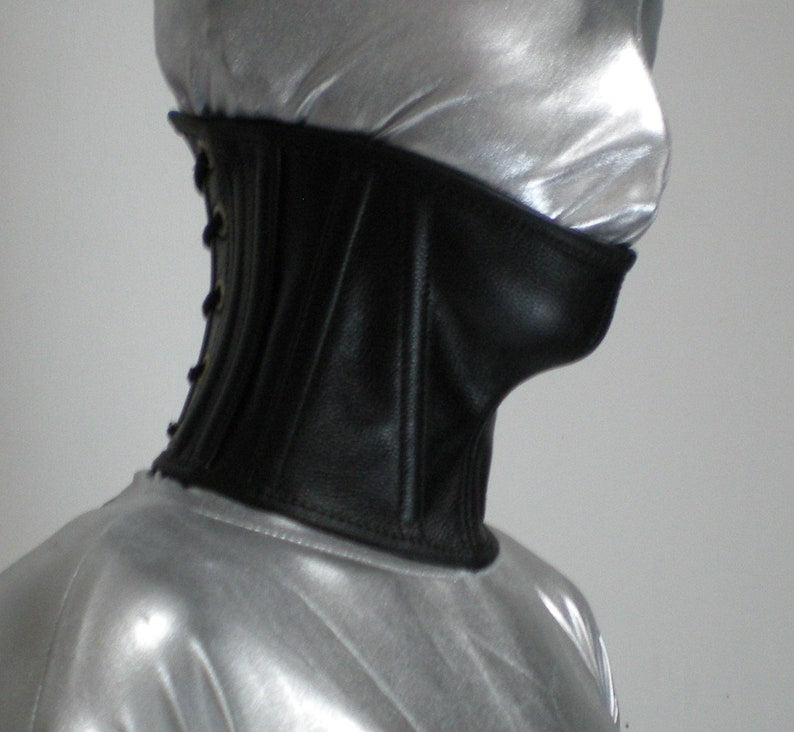 Leather Neck Corset | Structured Posture Collar with Lace-Up Closure