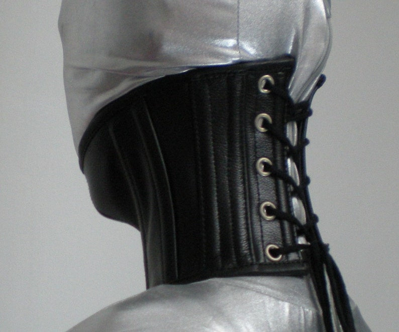 Leather Neck Corset | Structured Posture Collar with Lace-Up Closure