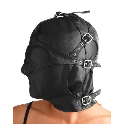 Handmade Genuine Leather Hood Mask With Adjustable Buckles – Unisex Full Face Mask