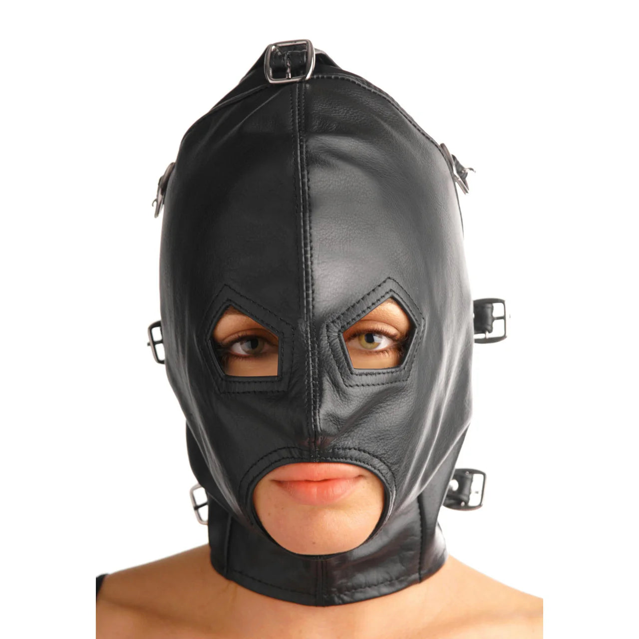 Handmade Genuine Leather Hood Mask With Adjustable Buckles – Unisex Full Face Mask